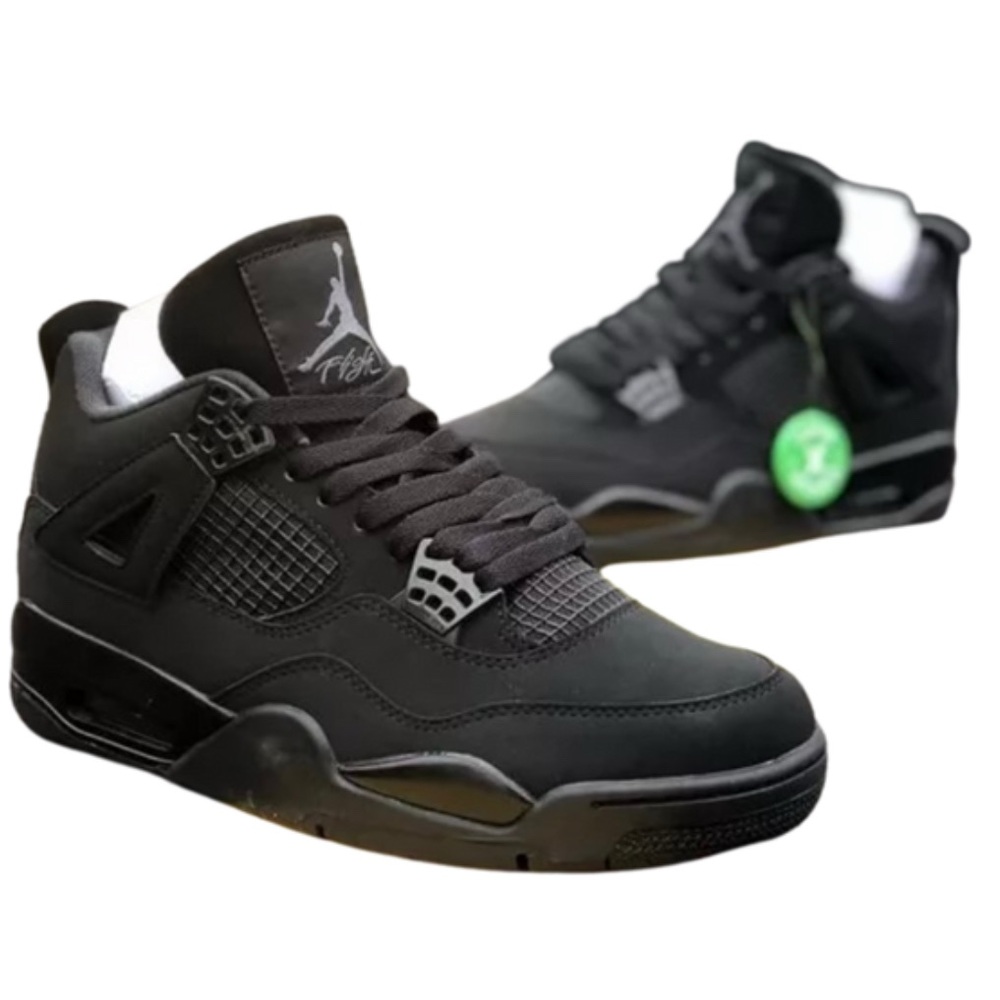 Jordan Black Cat Sneakers with Air Unit and Mesh Panels